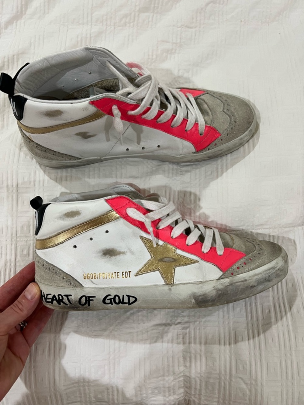 Golden Goose White Pink Gold Accent Sneakers